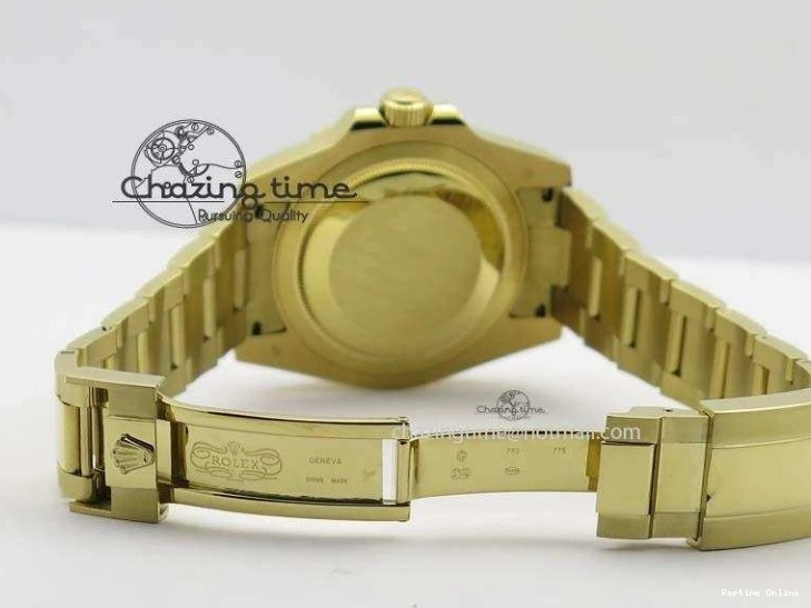 0414 GMT-Master II 116759 YG Bp-Maker Blue Ruby Crystal Bezel Black Dial On YG Bracelet A NewStyle 3775